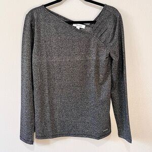 NINE WEST NWT Metallic Gray Long Sleeve Top Size M